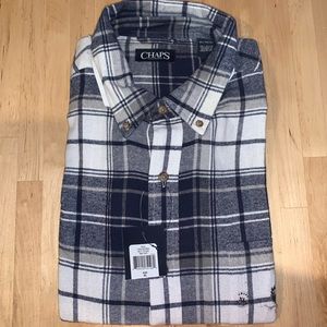 Chaps blue and white plaid long sleeve flannel